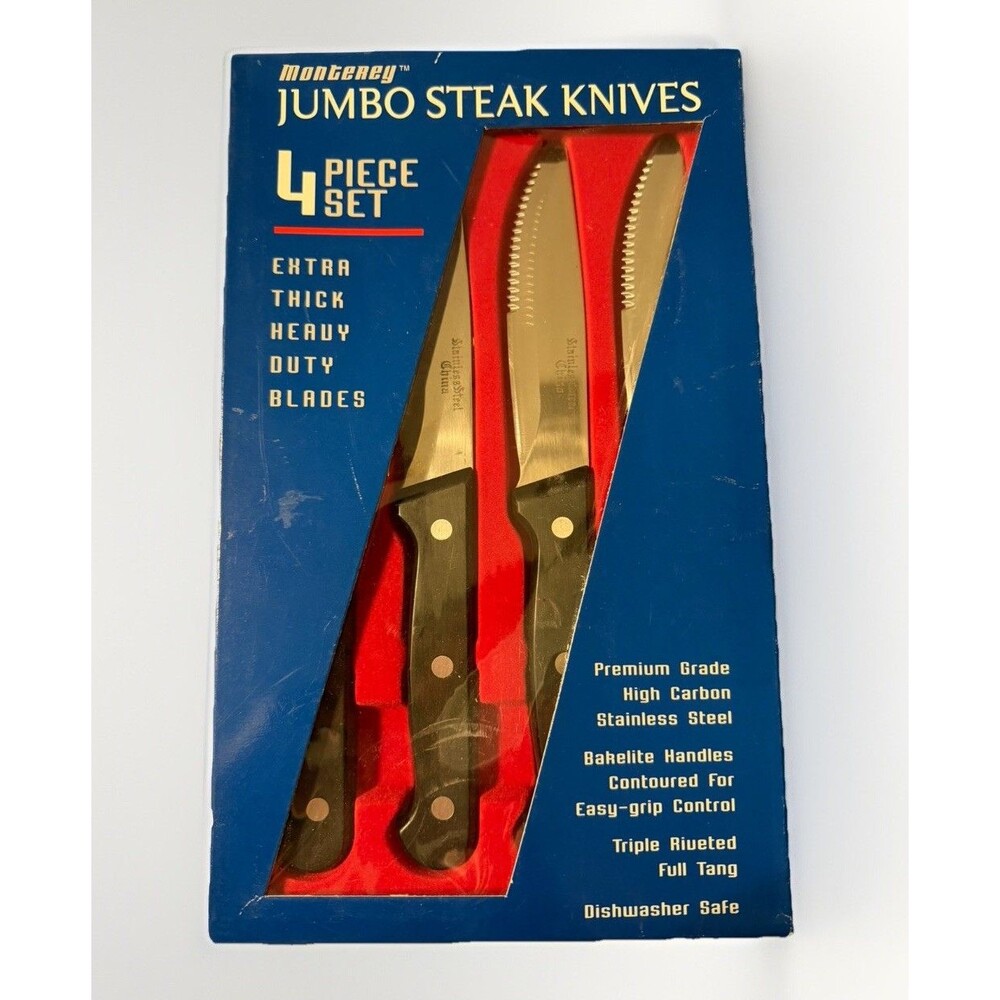 Monterey Jumbo Stainless Steel Steak Knives 4-piece Set High Carbon Premium